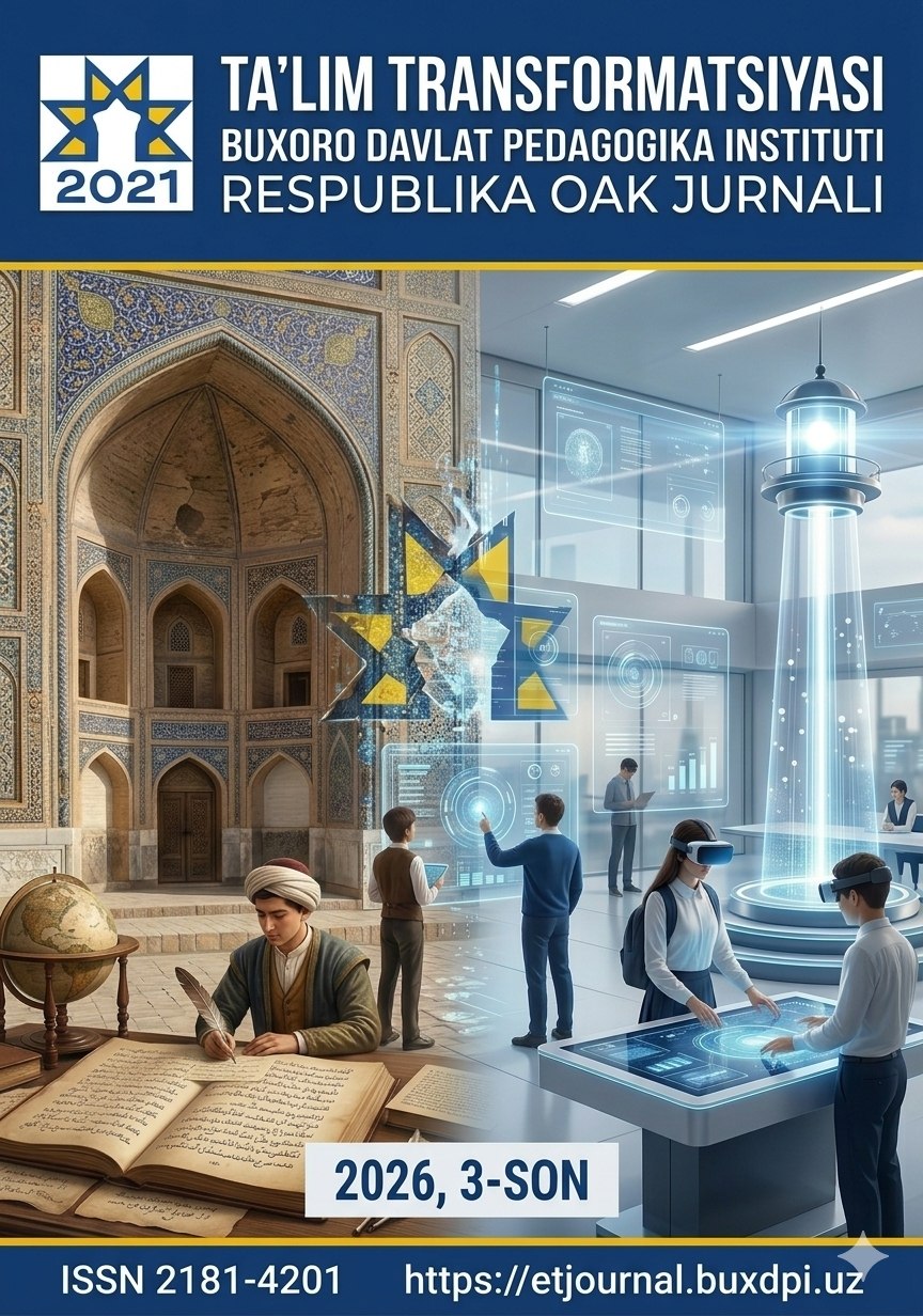 					Показать Том 5 № 3 (2026): Ta'lim transformatsiyasi
				